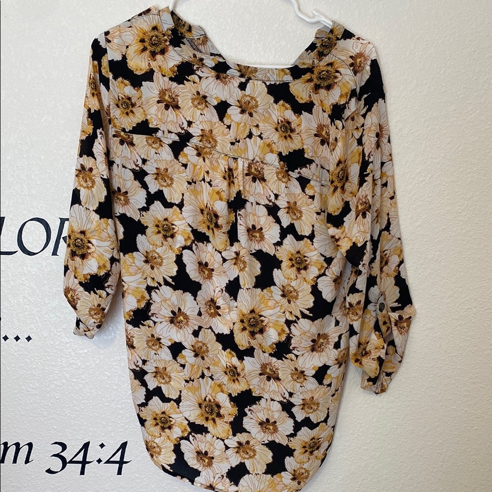 Floral Black and Yellow Women's Top